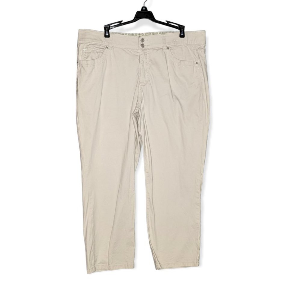 Bandolino Comfort Stretch Waistband Cropped Light Tan Pants Size 16